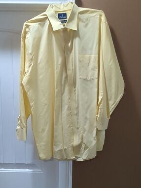 Stafford Pale Yellow Men's Dress Shirt - Classic Spread Collar Sz XXL
